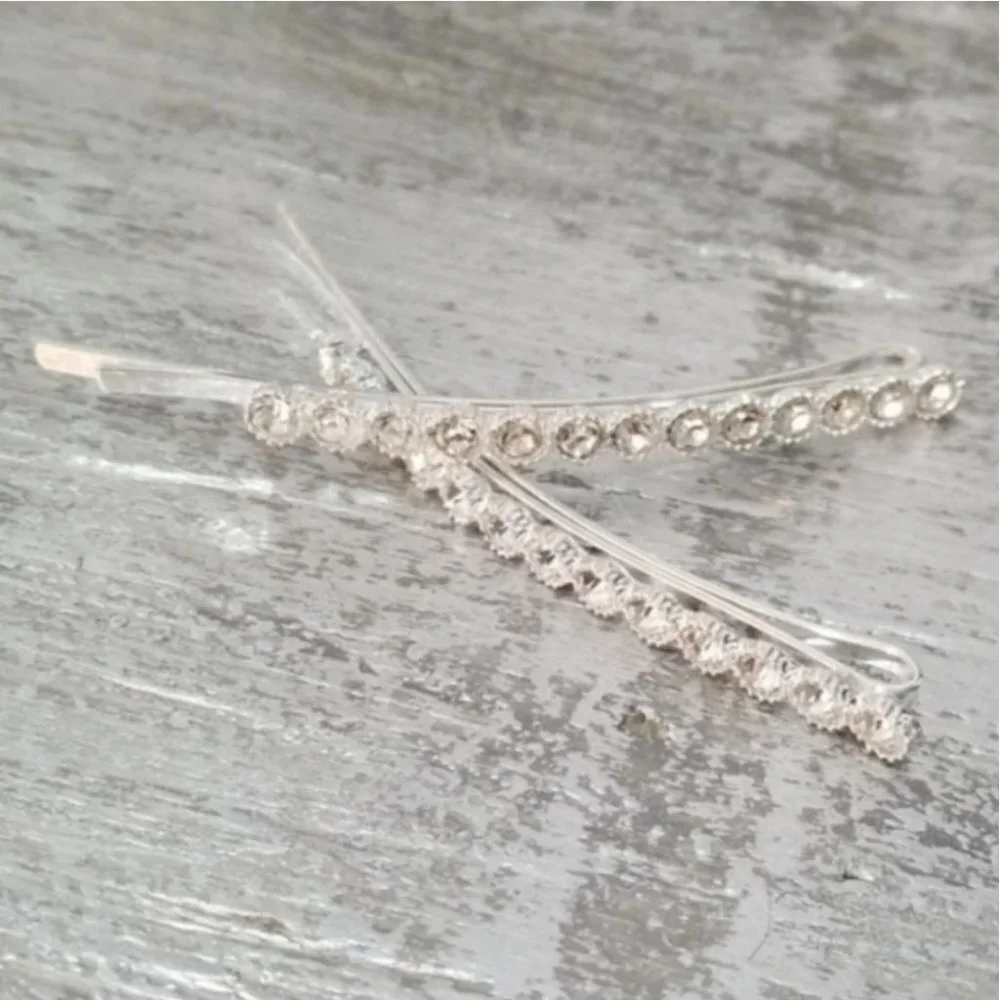 Silver Rhinestone Hair Pins/ Clip - Picture 2 of 2